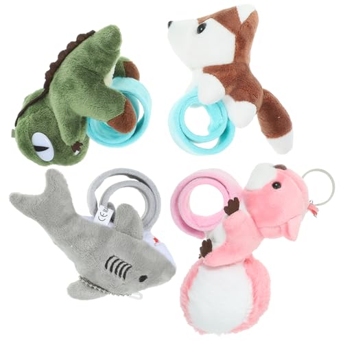 BESTonZON 4 Stück Dinosaurier-Hai-Armband Hai-Slap-Armband interaktive Spielzeugfigur Stofftier-Armband tragen Kinder-Schlagarmband Armbinde Armband für die Dekoration Partyspielzeug Plüsch von BESTonZON