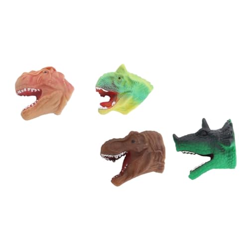 BESTonZON 4 Stück Dinosaurier-handpuppe Tyrannosaurus Handpuppe Tierische Fingerpuppen Handpuppe Zum Geschichtenerzählen Schöne Fingerpuppen Entwicklungsspielzeug Kinder Fingerpuppen Plastik von BESTonZON