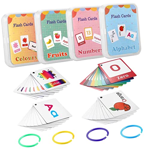 BESTonZON 4 Stück Englisch Lernen Karteikarte Lernkarten Für Kleinkinder Alphabet-Flash-Karten Phonik-Spiele Zahlenkarteikarten Zahlen-Flash-Karten Lernwerkzeug 300 g Beschichtetes Papier von BESTonZON