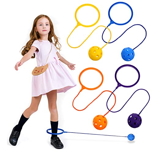 BESTonZON 4 Stück Flummi schwingender Ball springen Kinder überspringen den Ball Spielzeug für Kinder kinderspielzeug kindersport Springringe überspringen Sprungball-Knöchelspielzeug Plastik von BESTonZON