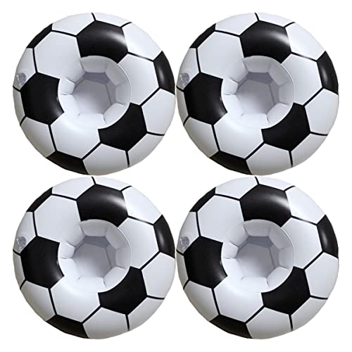 BESTonZON 4 Stücke PVC Aufblasbare Fußball Tasse Schwimmende Getränkehalter für Fußball Party von BESTonZON