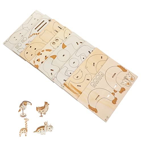 BESTonZON 4 Stück Holzpuzzle Kinder Puzzle kinderpuzzle wheinatsgeschenke Kinder laubsäge Kinder rätsel Wilde Tiere-Puzzle 3D-Puzzle Puzzle-Modell aus Holz Tierpuzzlespielzeug hölzern Khaki von BESTonZON