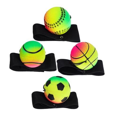 BESTonZON 4 Stück Hüpfball Sport Handgelenkbälle Sport Return Ball Handgelenk Return Ball Bulk Baseball Armband Spielzeug Return Bälle Mit Handgelenkschlaufe Handgelenk Return Ball von BESTonZON