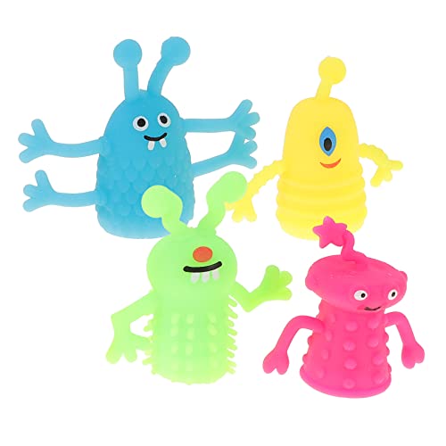 BESTonZON 4 Stück Leuchtende Monster Fingerpuppe Babys Puppen Säuglingsspielzeug Kinderspielzeug Kleinkind Fingerärmel Babydoll Handpuppe Puppen Fingerpuppe Spielzeug Fingerspielzeug von BESTonZON