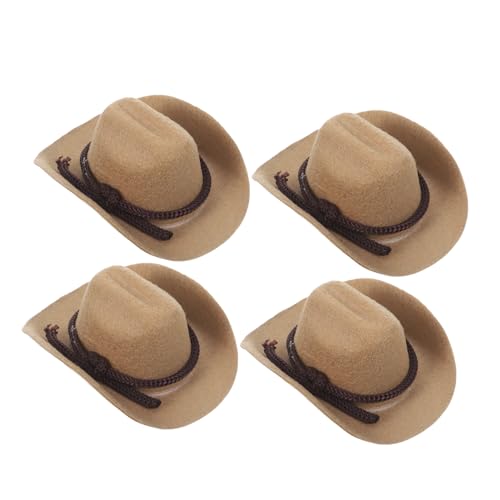 BESTonZON 4 Stück Mini-Cowboyhut Western Cowgirl Hut kleine Hüte für Puppen dekorative Minihüte Miniatur -Cowboyhut Mini-Hüte Miniaturhüte basteln Puppenhüte basteln Polyester Beige BESTonZON 4 Stück Mini-Cowboyhut Western Cowgirl Hut kleine Hüte für Puppen dekorative Minihüte Miniatur -Cowboyhut Mini-Hüte Miniaturhüte basteln Puppenhüte basteln Polyester Beige von BESTonZON