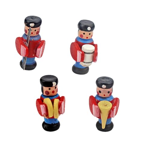 BESTonZON 4 Stück Mini-Drum-Figuren Mini-Puppen- Mini-holzhandwerk Mini-Schlagzeuger-Puppe Schlagzeuger-Ornament Aus Holz Miniatur-Layout-schmuck Aus Holz Rot Hölzern von BESTonZON