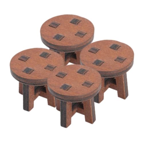 BESTonZON 4 Stück Mini Hocker Möbel Mini Stuhl Modell Miniatur Puppenhaus Miniatur Stuhl Puppenhaus Hocker Puppenstuhl Modelle Puppenzubehör Puppenhaus Zubehör Stuhl Dekor Holz von BESTonZON