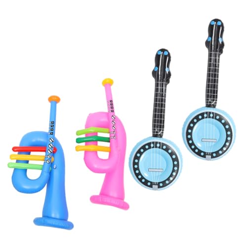 BESTonZON 4 Stück Musik Luftballons Bühnen Requisiten Aufblasbares Instrument Aufblasbares Trompetenhorn Spielzeug PVC von BESTonZON