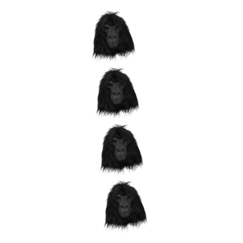 BESTonZON 4 Stück Orang-Utan-Maske Schimpansen- -Schimpansen-Kopfmaske Halloween-Tiermaske Zootiermasken grusel maske gruselige maske Halloweenkostüm Party-Cosplay-Maske Gorilla-Kopfmaske von BESTonZON