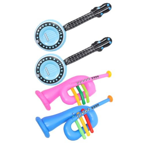 BESTonZON 4 Stück PVC Aufblasbare Gitarren Wasserbecken Trompete Aufblasbares Instrument Spielzeug Kinder Trompetenspielzeug von BESTonZON