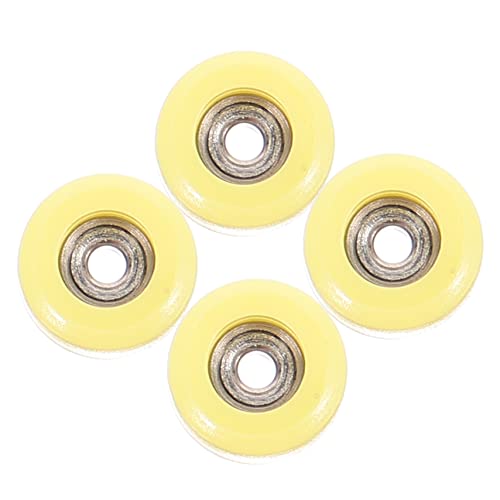 BESTonZON 4 Stück Pädagogisches Fingerspielzeug Kompaktes Skate- Fingerrollschuhe Griptape Zappelstift Fingerroller-Modell Mini-räder Mini-lenkrollen Griff Yellow Rostfreier Stahl von BESTonZON