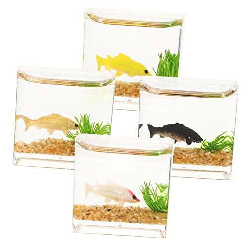 BESTonZON 4 Stück Puppenhaus Bücher Mini-hausornamente Miniatur-Aquarium Simulations-Aquarium-Modell Mini-hausdekoration Miniatur-Handwerk Mini -hausdekorationen Winzige Dinge Plastik von BESTonZON