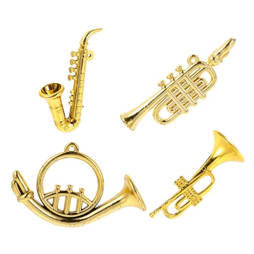 BESTonZON 4 Stück Puppenhaus-Modell Simulierte Saxophonverzierung Instrumentenmodell Aus Kunststoff Haushaltsgerätemodell Kleines Simuliertes Saxophon Desktop-kinderspielzeug Golden Plastik von BESTonZON