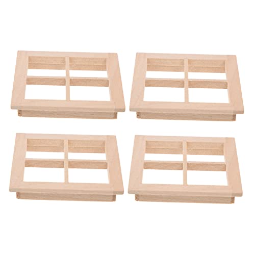 BESTonZON 4 Stück Puppenhausdekoration Miniaturen Auto Bausatz Figuren Puppenhauszubehör Mikrolandschaftsmodelle Puppenhausverzierungen Miniatur-fensterrahmen Mini- -dekore Holz von BESTonZON