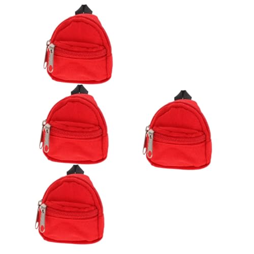 BESTonZON 4 Stück Puppenrucksack Schultasche Für Puppe Mini- -dekor Puppenrucksäcke Mini-Puppen Für Schulbedarf Mini-hausverzierung Kleine Puppe Mini-Rucksack Für Puppen Rot Polyester von BESTonZON