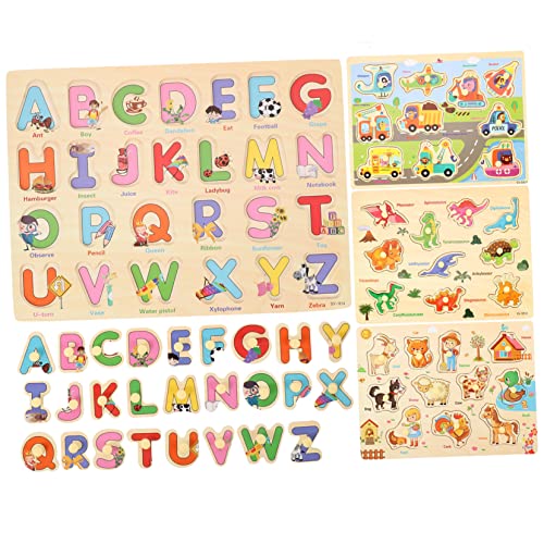 BESTonZON 4 Stück Puzzle Lernspielzeug Puzzle rätselbuch kinderpuzzle Toys Kleinkinder Kleinkindpuzzles aus Holz Brettpuzzles für Kleinkinder 2-4 hölzern von BESTonZON