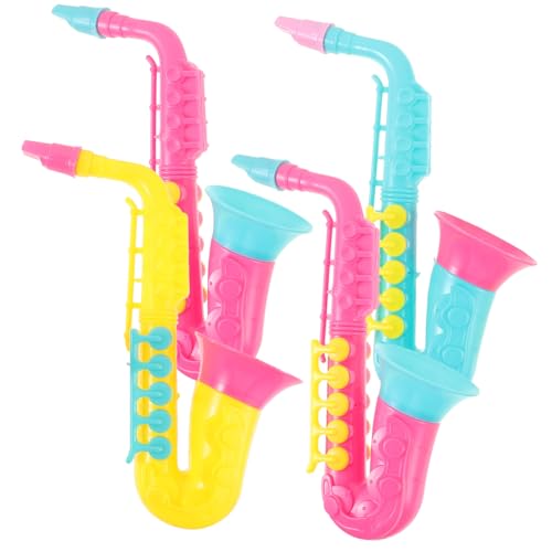 BESTonZON 4 Stück Saxophon Spielzeug Klarinette Spielzeug So Tun, Als Ob Saxophon Wäre Saxophon Spielen Sie Spielzeugtrompete Puppenhaus-Instrument Mini-altsaxophon Plastik von BESTonZON