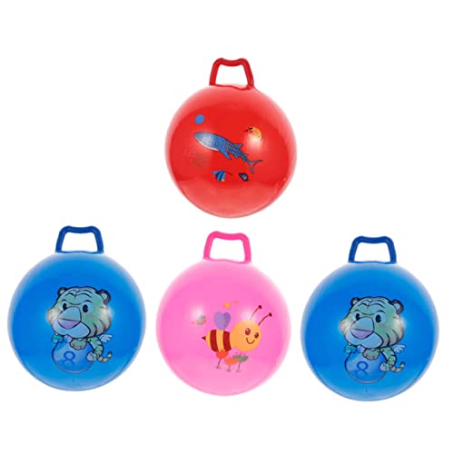 BESTonZON 4 Stück Schläger Handhaben Outdoor-Spielzeug Für Kinder Hüpfendes Ballspielzeug Gleichgewichtsball Für Kinder Tierischer Hüpfball Kinder Aufblasbare Bälle Mini-Spielzeug PVC von BESTonZON