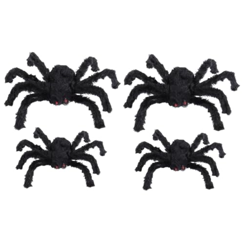 BESTonZON 4 Stück künstliche Spinne realistische Plüschspinne realistische Spinne Halloween Spielzeug Halloween Toys Plüschtier Spielzeuge Schwarze Spinnenrequisiten Spinnenspielzeug bilden von BESTonZON