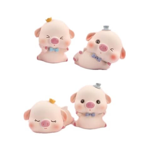 BESTonZON 4 Stück Schweineschmuck Mini-Kuchen Kuchen Zahnstocher Mini Gartentier Spielzeugtiere spielzeug für kinder kinderspielzeug Tierfigur Schweinekuchenverzierung Harzschwein Rosa von BESTonZON