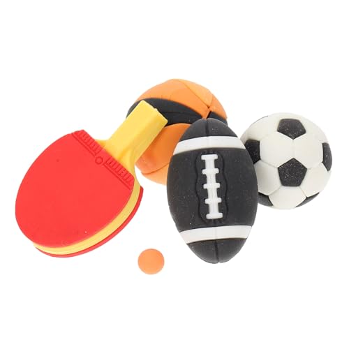 BESTonZON 4 Stück Simulationskugelmodell Desktop- Mini- -Basketballmodell Mini-Zubehör tischtennisball Tischtennis Platte Home Decor Rugby-Tischtennis Mini-Ornament Gummi von BESTonZON