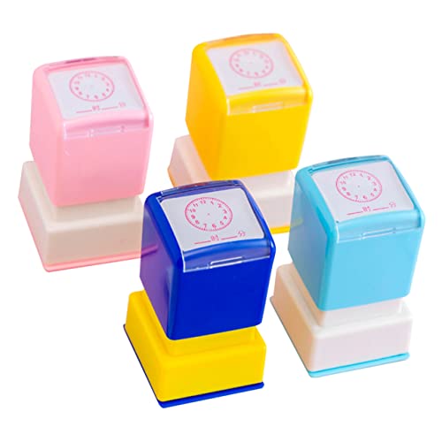 BESTonZON 4 Stück Stempeluhr für Kinder Stempel für Kinder Klare Stempel zum Selbermachen belohnung Kinder Armbanduhr Kinder spielsachen Kinder Spielzeug Uhrensiegel Tintenstempel Abs von BESTonZON