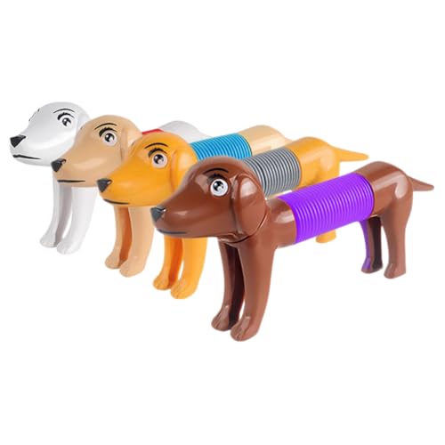 BESTonZON 4 Stück Stressabbauendes Hundespielzeug Wiederverwendbar Dehnbares Spielzeug Pop Tube Spielzeug Cartoon Stretch Pop Tube Druckspielzeug Hunde Pop Tube Spielzeug Pop Tube von BESTonZON