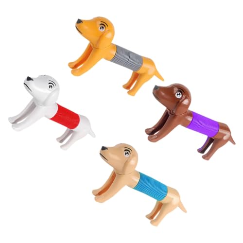 BESTonZON 4 Stück Stressabbauendes Hundespielzeug Wiederverwendbar Dehnbares Spielzeug Pop Tube Spielzeug Cartoon Stretch Pop Tube Druckspielzeug Hunde Pop Tube Spielzeug Pop Tube von BESTonZON