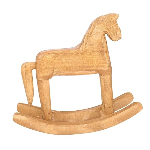 BESTonZON 4 Stück Schaukelpferd aus Holz kinderspielzeug Bürodekoration decoraciones para sala de casa tierische Sammelfigur Ornament Wohnkultur Pferdedekor aus Holz Zuhause schmücken von BESTonZON