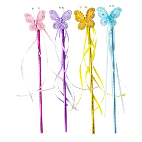 BESTonZON 4 Stück Teiliges Schmetterling Feen Zauberstäbe für Mädchen Farbenfrohe Prinzessin Kostüm Accessoires Leicht und Handlich Geeignet für Karneval Basteln und Kindergeburtstag BESTonZON 4 Stück Teiliges Schmetterling Feen Zauberstäbe für Mädchen Farbenfrohe Prinzessin Kostüm Accessoires Leicht und Handlich Geeignet für Karneval Basteln und Kindergeburtstag von BESTonZON