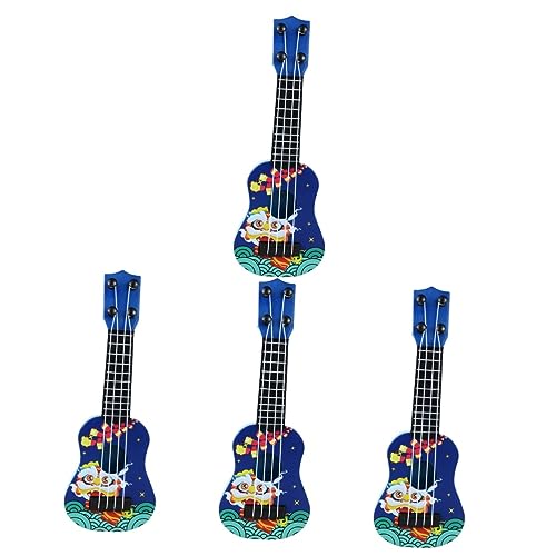 BESTonZON 4 Stück Ukulele Desktop-Mini-Gitarre Spielzeug Kindergitarre kinderinstrumente Kinder musikinstrumente Blaue Spielzeuge Gitarren dekorative Kindergitarre Minigitarre für Kinder Abs von BESTonZON