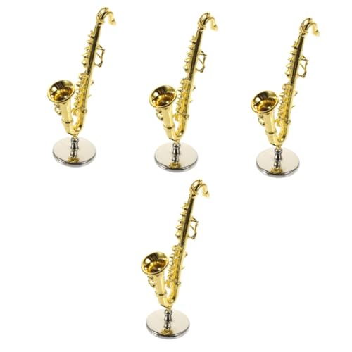 BESTonZON 4 Stück Zubehör für Puppenhäuser Taschensaxophon Saxophonpfeife Home Decor wohnungseinrichtung Tischzubehör Blechbläser Desktop-Kinderspielzeug kleines Saxophon Haushalt Geschenk von BESTonZON