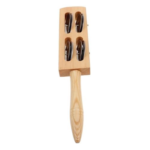 BESTonZON 4 Tamburin Sticks Musikinstrumente Für Kleinkinder Musikinstrumente Für Weihnachts Handglöckchen Handglöckchen Stab Handglocken Für Shaker Glocken Khaki Holz von BESTonZON