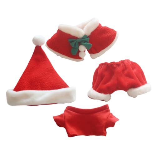 BESTonZON 4-Teiliges Set Puppe Weihnachtskleidung Miniaturpuppen Kostüme für Mädchen puppenkleidung Weihnachten Weihnachtspuppenkleidung Weihnachtsmützen Puppe weihnachtsoutfits Baumwolle von BESTonZON