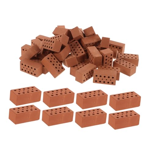 BESTonZON Krippenbau 40st Puppenhaussteine Sandtisch- -Modelle Kleine Ziegelsteine -Requisiten Spielen Kinder Bastelset Kinder Bausteine DIY- Miniaturen Zum Basteln Ton Light Brown von BESTonZON