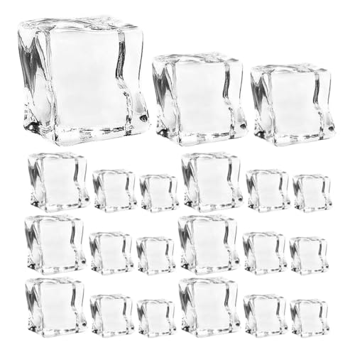 BESTonZON 40st Simuliertes EIS Quadratische Gefälschte Eiswürfel Eiswürfelfigur Klarer Eisfels Winzige Eiswürfel Mini-eiswürfel-Statue Dekorativer Eisfelsen Klare Würfel Acryl Transparent von BESTonZON