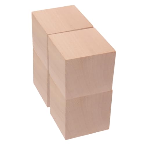 BESTonZON 4Pcs Bausteine ​​Lehrmittel für Vorschulblöcke Mini-Holzblöcke quadratische Holzwürfel kleine Holzklötze quadratische Holzblöcke kleine Holzwürfel hölzern Khaki von BESTonZON