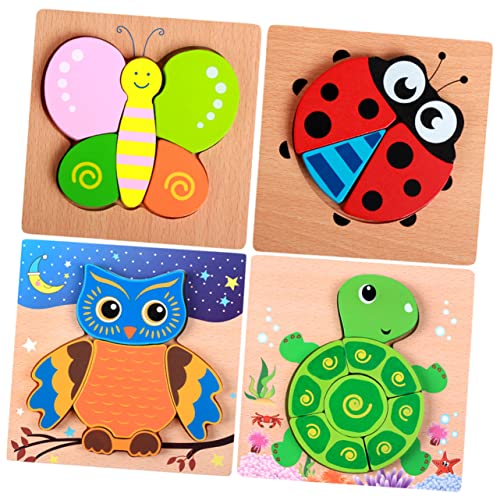 BESTonZON 4er Set Puzzle 3D Tierpuzzle Für DIY Handgemachtes Lernspielzeug Mit Schmetterling Marienkäfer Schildkröte Und Eule Holzspielzeug Für Jungen Und ädchen von BESTonZON