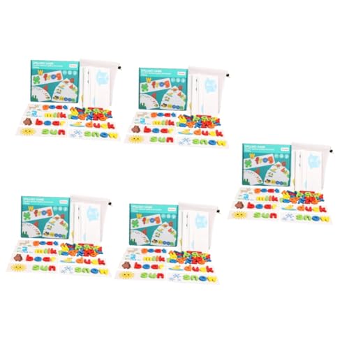 BESTonZON 5 Sätze Buchstaben Puzzle Wörter Bildungsspielzeug Holzbuchstaben Alphabet Spelling Game Children Letter Cognitive Toy Rätsel Kinderspielzeug Lernspielzeug Rechtschreibspielzeug von BESTonZON