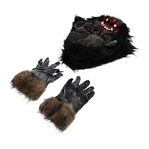 BESTonZON 5 Sätze Gorilla-kopfbedeckung Gorilla-kostüm Für Erwachsene Tiermasken Halloween-tier Halloween-kopfbedeckung Halloween-handschuhe Gruselige Maske Kind Requisiten Cosplay von BESTonZON