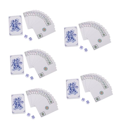 BESTonZON 5 Sätze Mahjong-Poker Reise-brettspiel Miniatur Chinesisches Mahjong Mini-Mahjong-kartenspielgerät Kleines Mahjong-kartenset Chinesische Traditionelle Karten Reisespielzeug Papier von BESTonZON