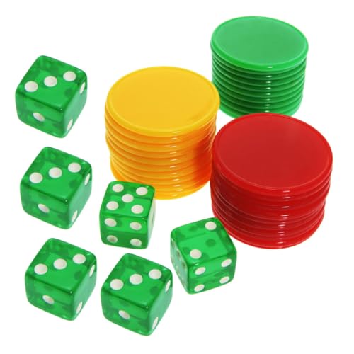 BESTonZON 5 Sätze Würfel-chip-Set Kidcraft-spielset Leere Spielchips 6-seitiger Spielwürfel Leere Würfel Tragbare Würfelspiel-Requisite Lernzähler-chip Tragbare Pokerchips Kunststoff Acryl von BESTonZON