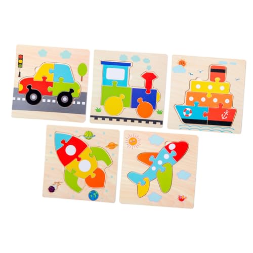 BESTonZON 5 Stück 1 Satz Holzpuzzle Brettpuzzles Kinderspielzeug Kinderspielzeug Lernspielzeug Puzzle Für Bambus von BESTonZON