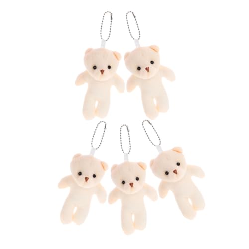 BESTonZON 5 Stück Bärenpuppe Stofftier Schlüsselanhänger Kleiner Bär Plüsch Schlüsselanhänger Medaillon Mini Plüschtiere des Deckels Mini Tragbare Bärenfiguren Mini Bär von BESTonZON