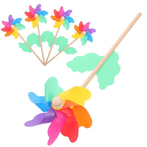 BESTonZON 5 Stück Kinder Partydekorationen Outdoor Dekoration Kinderspielzeug Rasendekorationen Outdoor Windmühlen Party Windrad Hand Windrad Kinder Windrad Buntes Windrad von BESTonZON