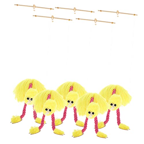 BESTonZON 5 Stück Schnur Mädchen Spielzeug Flamingo-marionetten-Spielzeug Scrump Plüsch Spielzeug Für Kinder Gefülltes Faultier Plüschtier Kinder Spielset Plüschtiere Bambus Yellow von BESTonZON