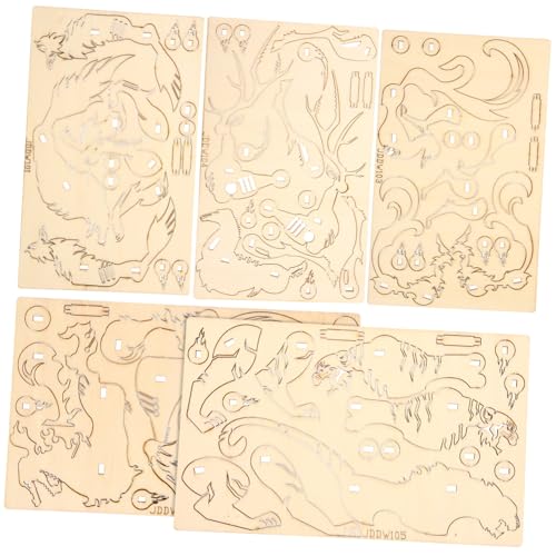 BESTonZON 5 Stück Teiliges Holzpuzzle mit Tiermotiven DIY Puzzle Modellspielzeug für Erwachsene Fördert Konzentration und Hand Auge Koordination als Dekoration und BESTonZON 5 Stück Teiliges Holzpuzzle mit Tiermotiven DIY Puzzle Modellspielzeug für Erwachsene Fördert Konzentration und Hand Auge Koordination als Dekoration und von BESTonZON