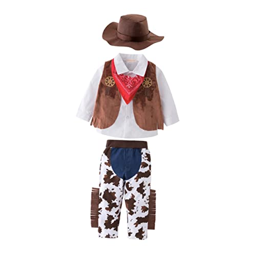 BESTonZON 5 Teiliger Rollenspielanzug Für Kinder Cowboy Kostüm Hose Western Cowboy Rollenspiel Cowboy Cosplay Bandana Cowboy Rollenspiel Kleid Kinder Western Cowboy Kostüm Cowboy von BESTonZON