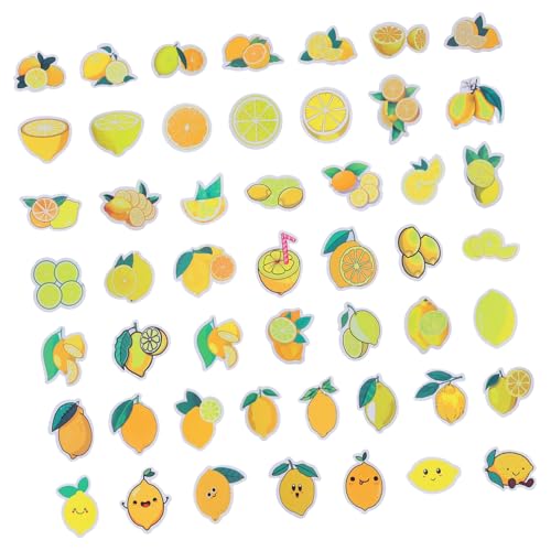 BESTonZON 50 Blatt Zitronenaufkleber Selbstklebende Abziehbilder Zitronen-Aufkleber kleine Fruchtaufkleber Massenaufkleber für Kinder Aufkleber für das Telefon Laptop-Aufkleber Papier Yellow von BESTonZON