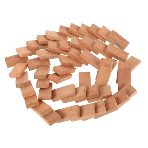 BESTonZON 50 Stück Domino-Spiel Dominosteine ​​aus Holz Dominotisch Leichte Reise-dominosteine Mini Dominosteine Mini-brettspiele Dominospielzeug Aus Holz Light Brown Hölzern von BESTonZON